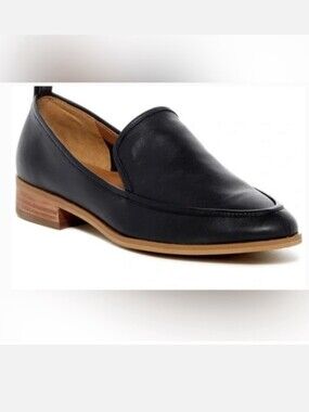 SUSINA BLACK LEATHER KELLEN LOAFER FLATS
